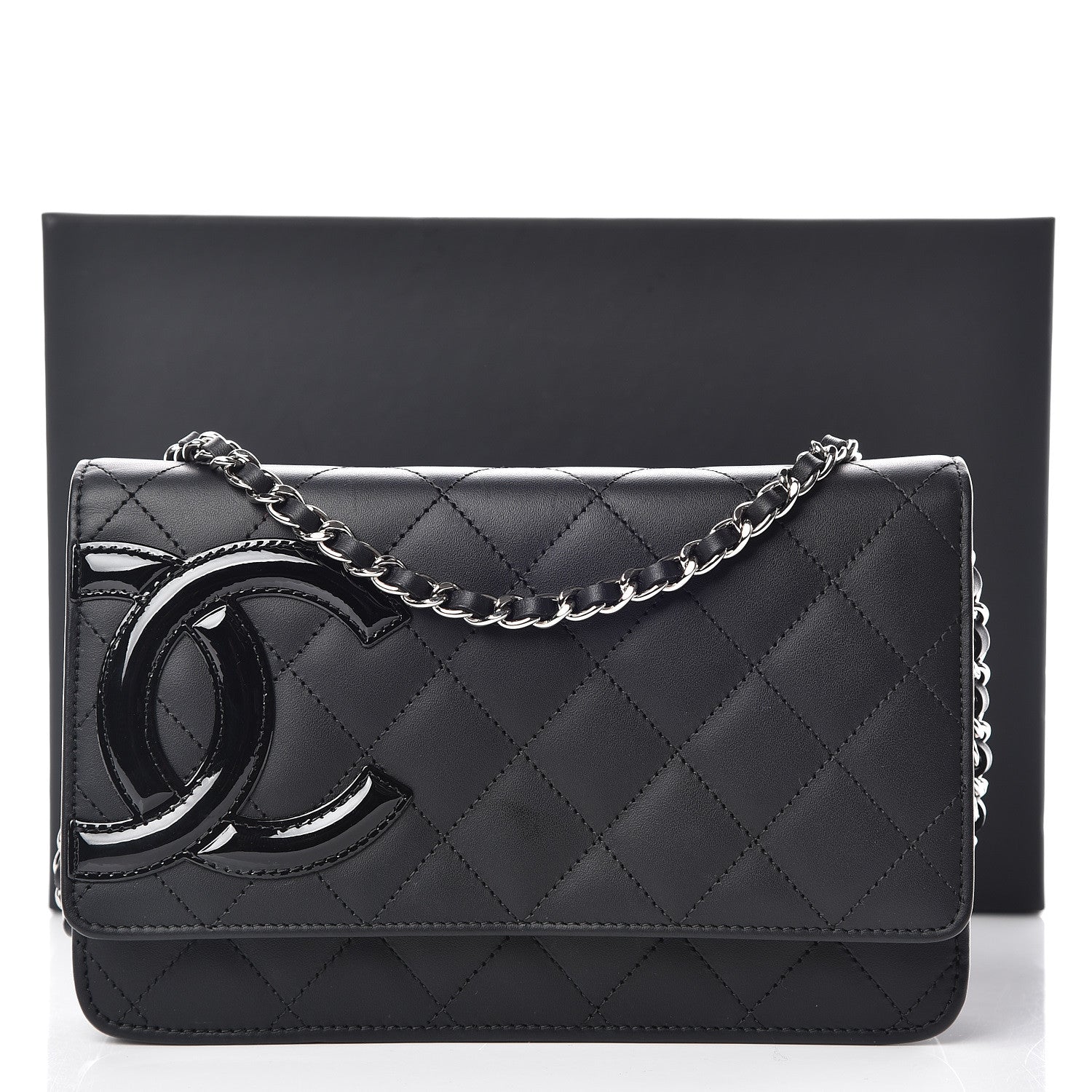 Chanel Calfskin Quilted Cambon Wallet On Chain WOC Black 13 of 13