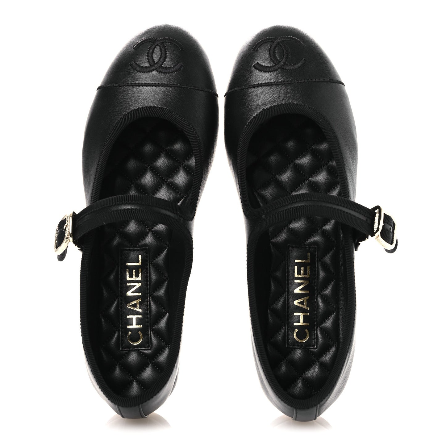 Lambskin Mary Jane Flats 37 Black