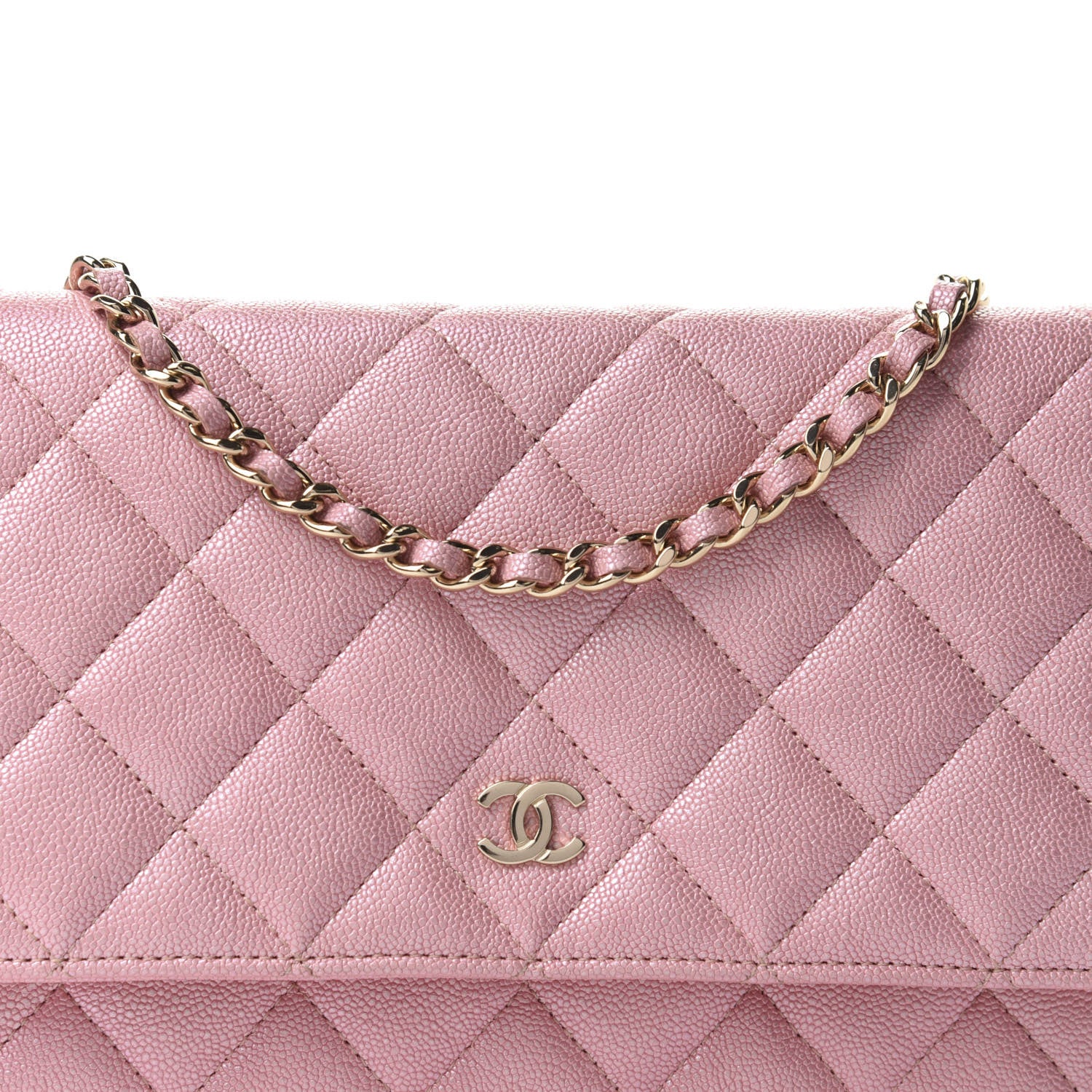 Chanel Iridescent Caviar Quilted Wallet on Chain WOC Rose Pink 11 of 12