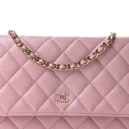 Chanel Iridescent Caviar Quilted Wallet on Chain WOC Rose Pink 11 of 12