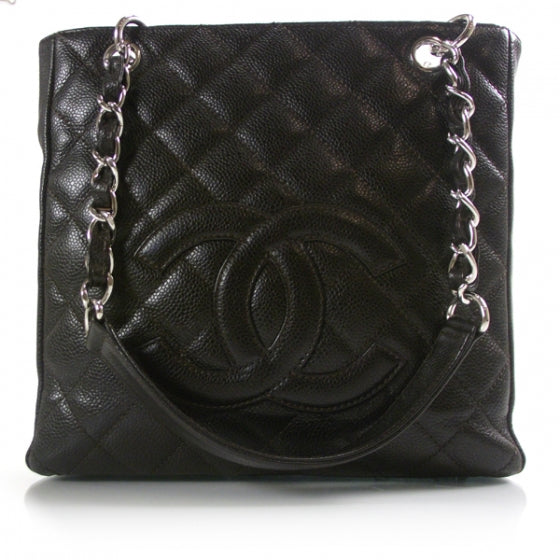 Caviar Petit Shopping Tote PST Dark Brown