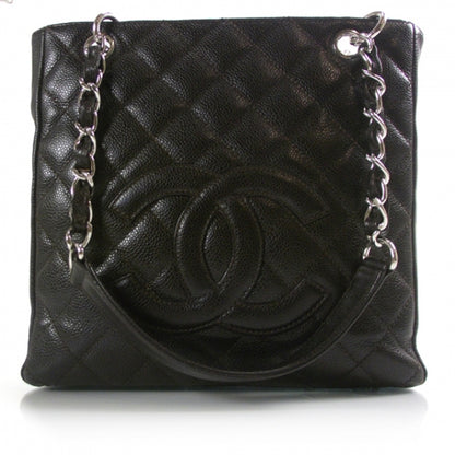 Chanel Caviar Petit Shopping Tote PST Dark Brown 1 of 12