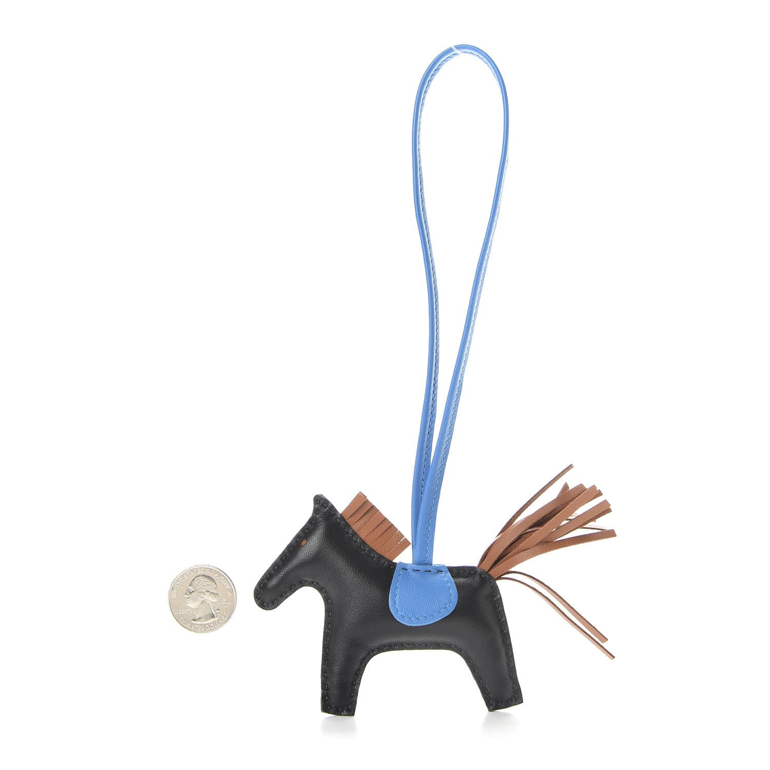 Hermes Milo Lambskin Grigri Rodeo Horse Bag Charm PM Black Gold Bleu Zanzibar 2 of 5