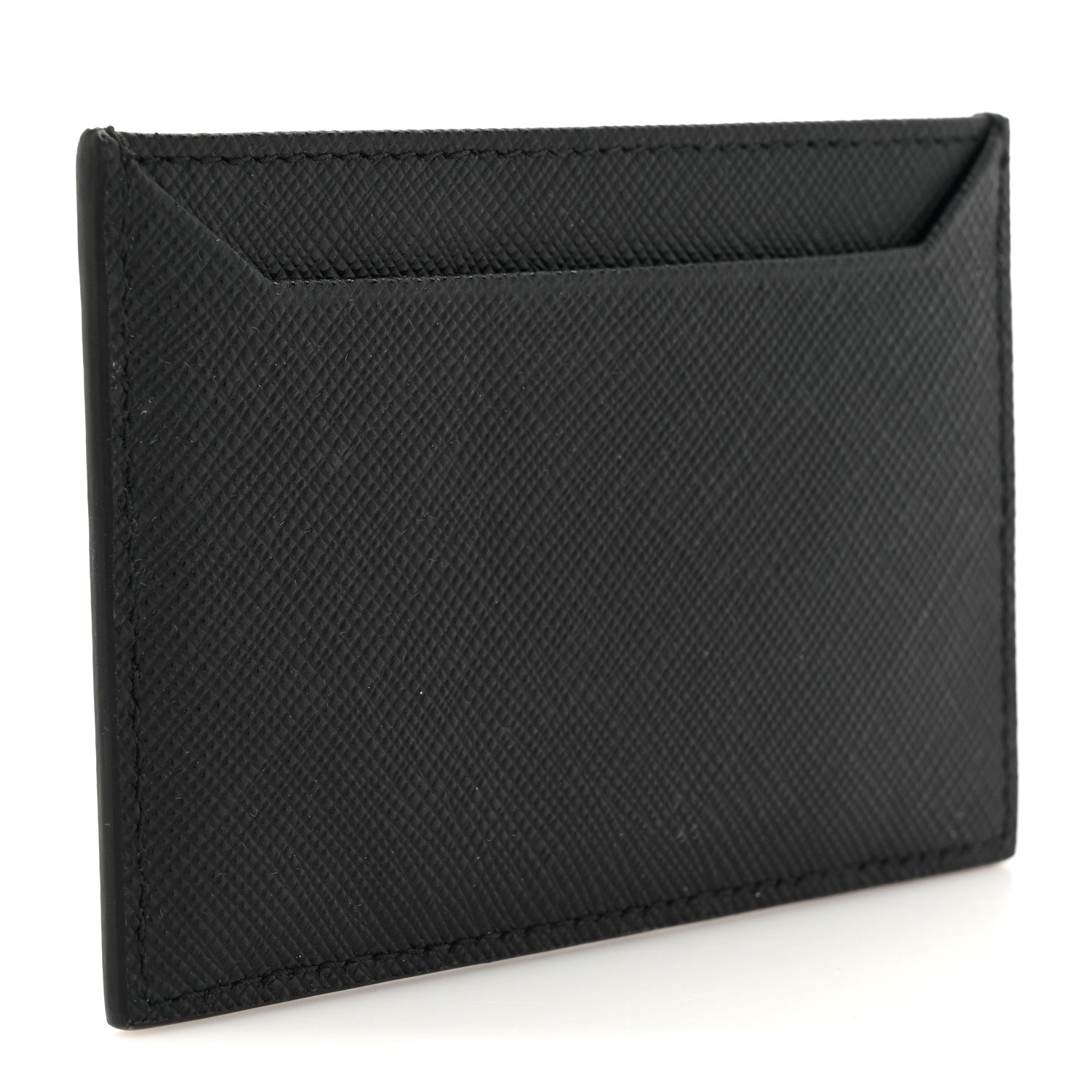 Prada Saffiano Triangle Card Holder Black 3 of 7