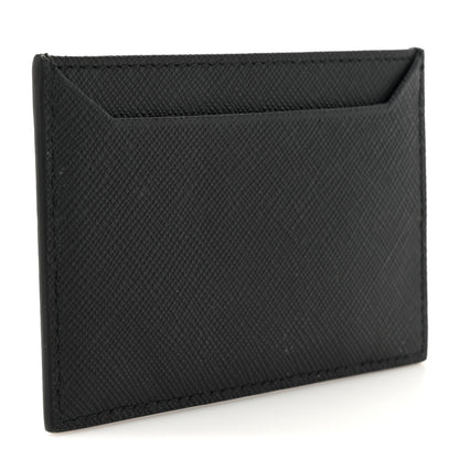 Prada Saffiano Triangle Card Holder Black 3 of 7