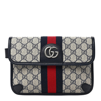 Gucci GG Supreme Monogram Web Small Ophidia Belt Bag 90 36 Beige Navy 1 of 8