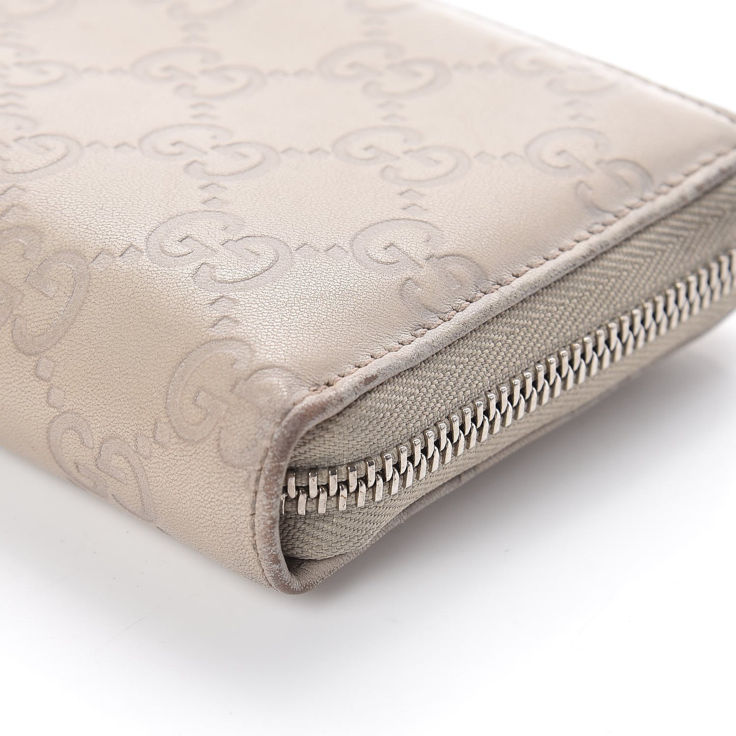 Guccissima Large Twins Zip Around Wallet White