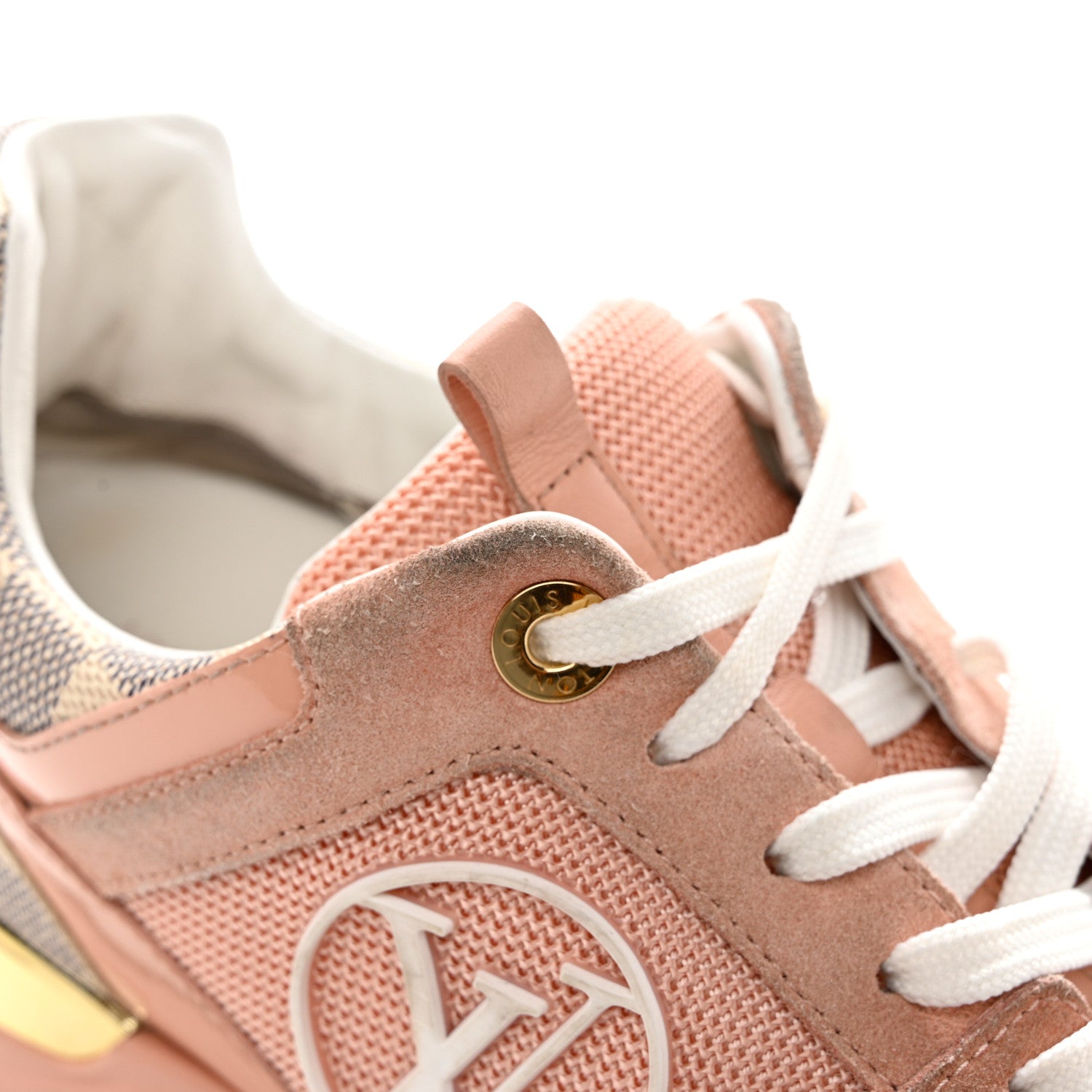 Louis Vuitton Suede Damier Azur Run Away Sneakers 36.5 Pink 10 of 12