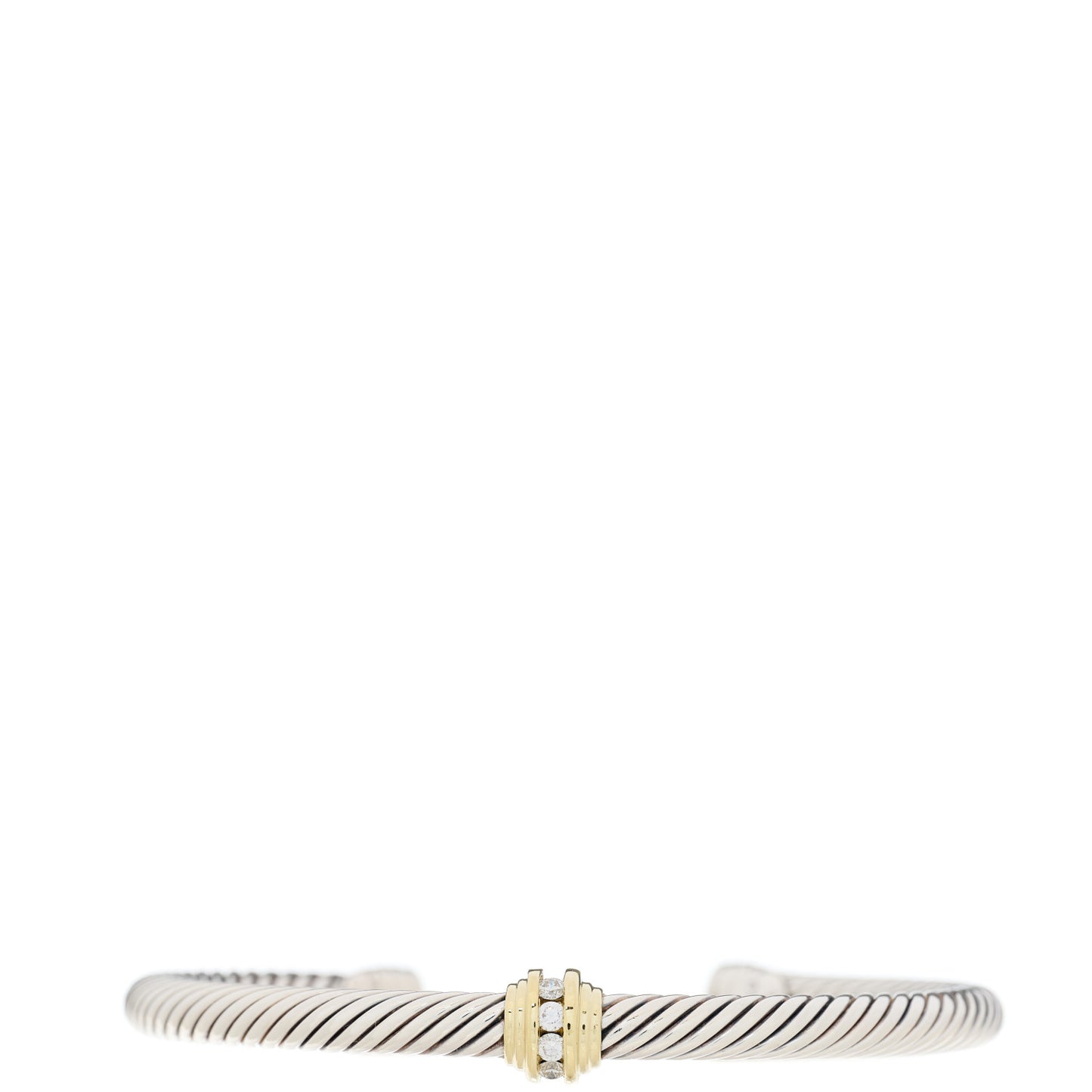 Sterling Silver 18K Yellow Gold Diamond 5mm Cable Classics Single Station Bracelet