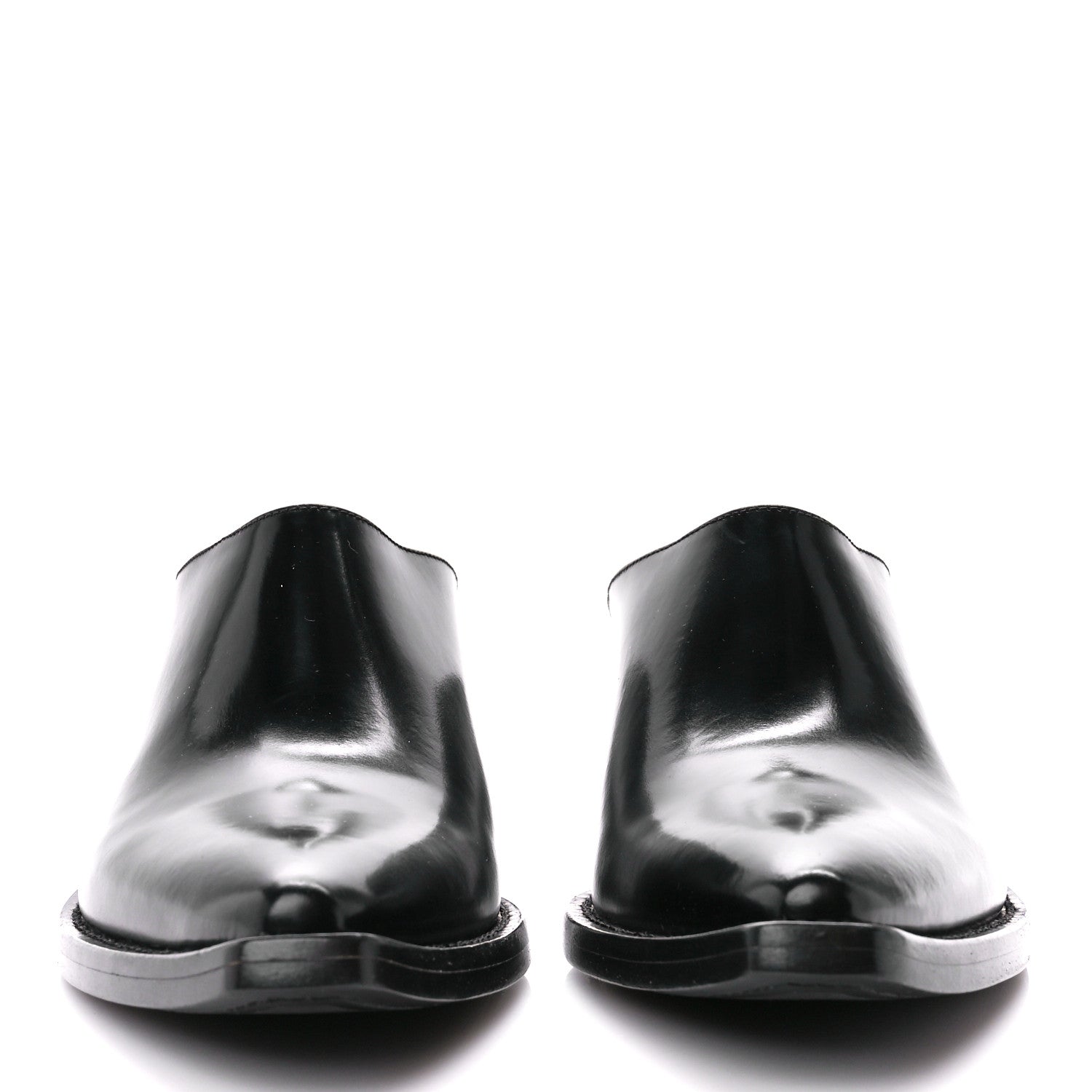 Prada Spazzolato Metal Triangle Logo Texano Pointed Toe 55mm Mules 36.5 Black 2 of 8