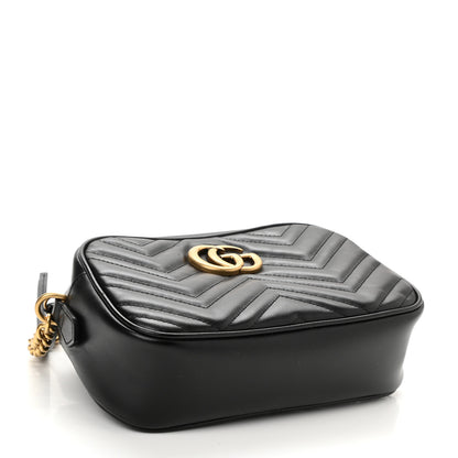 Gucci Calfskin Matelasse Small GG Marmont Chain Shoulder Bag Black 4 of 10