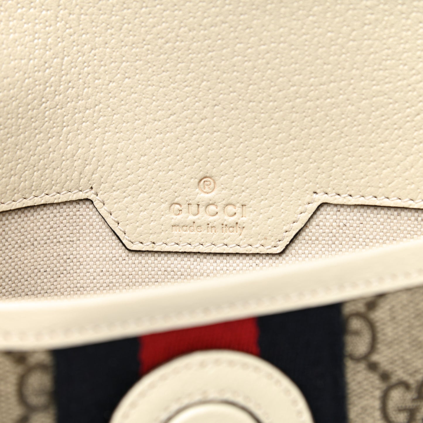 GG Supreme Monogram Textured Calfskin Web Small Ophidia Belt Bag 120 48 Beige Ebony Mystic White