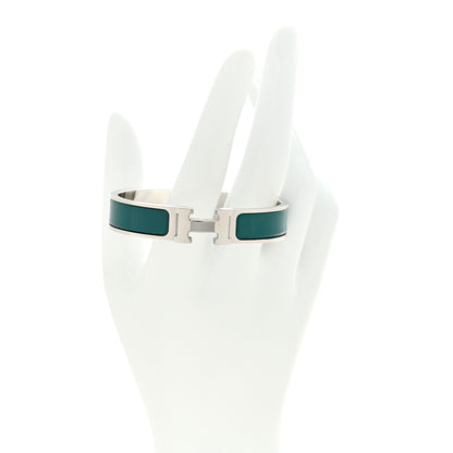 Hermes Narrow Enamel Clic Clac H Bracelet PM Vert Bleuete 2 of 5