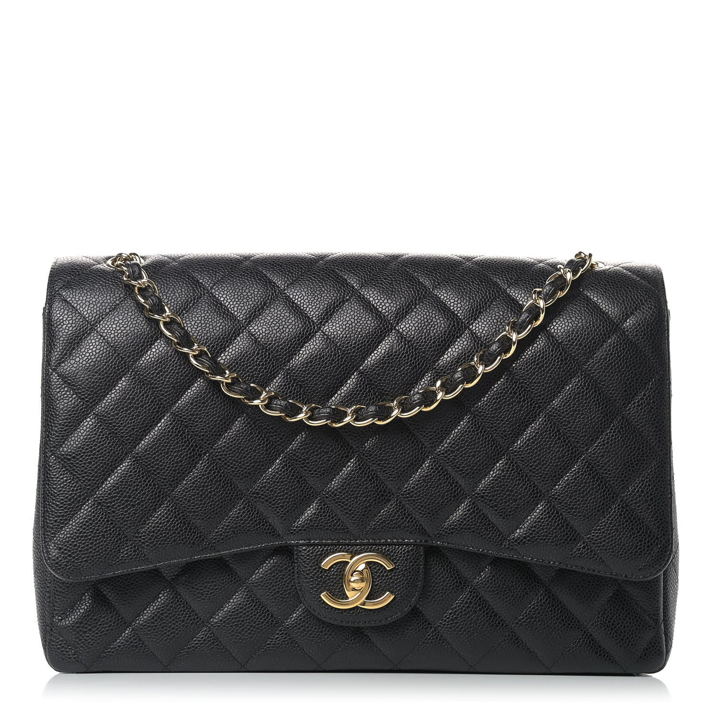 Caviar Quilted Maxi Double Flap Black