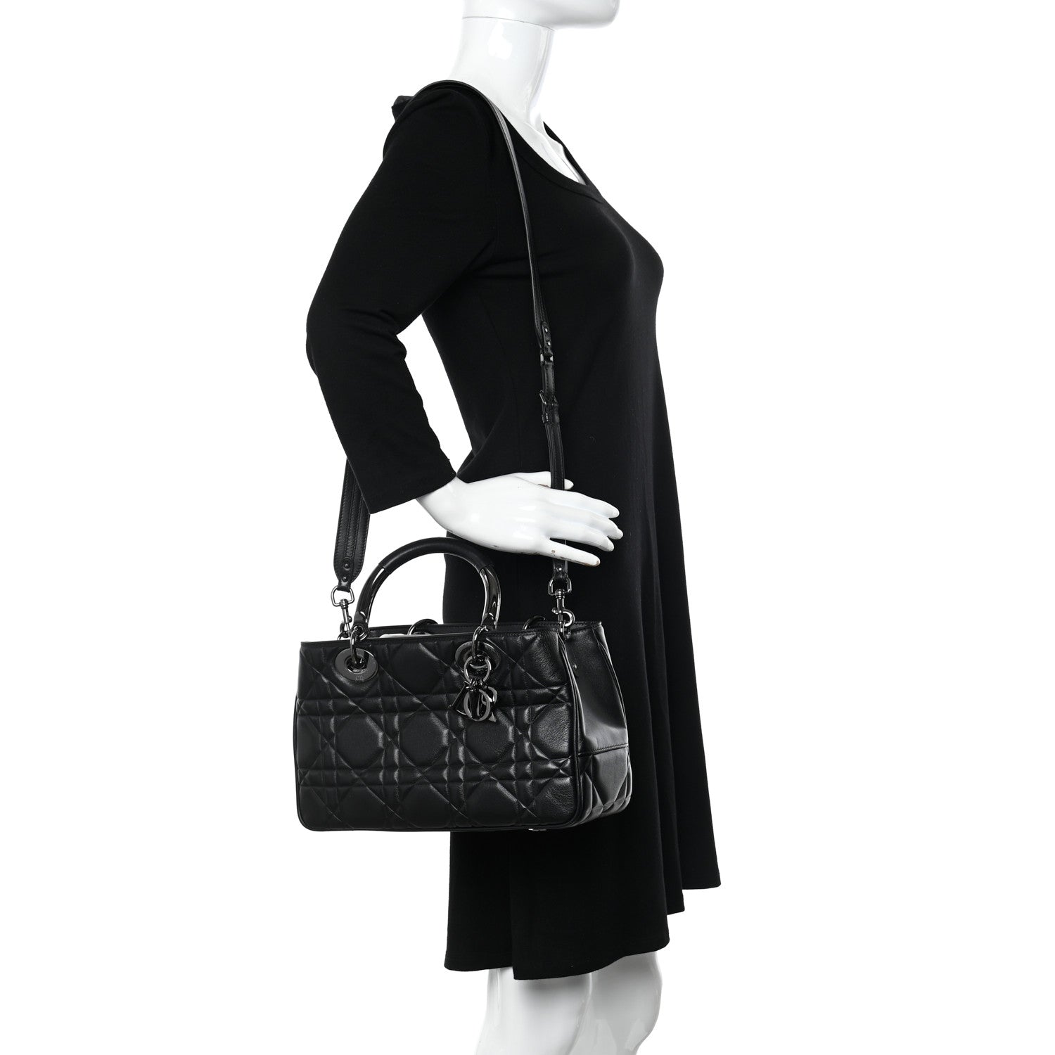 Christian Dior Lambskin Cannage The Lady 95.22 Black 2 of 10