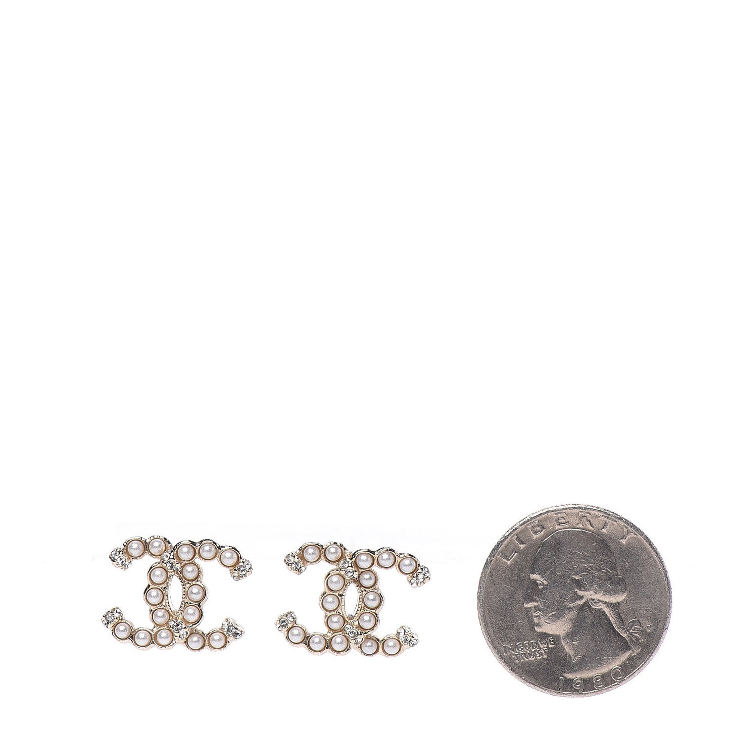 Pearl Crystal CC Earrings Gold
