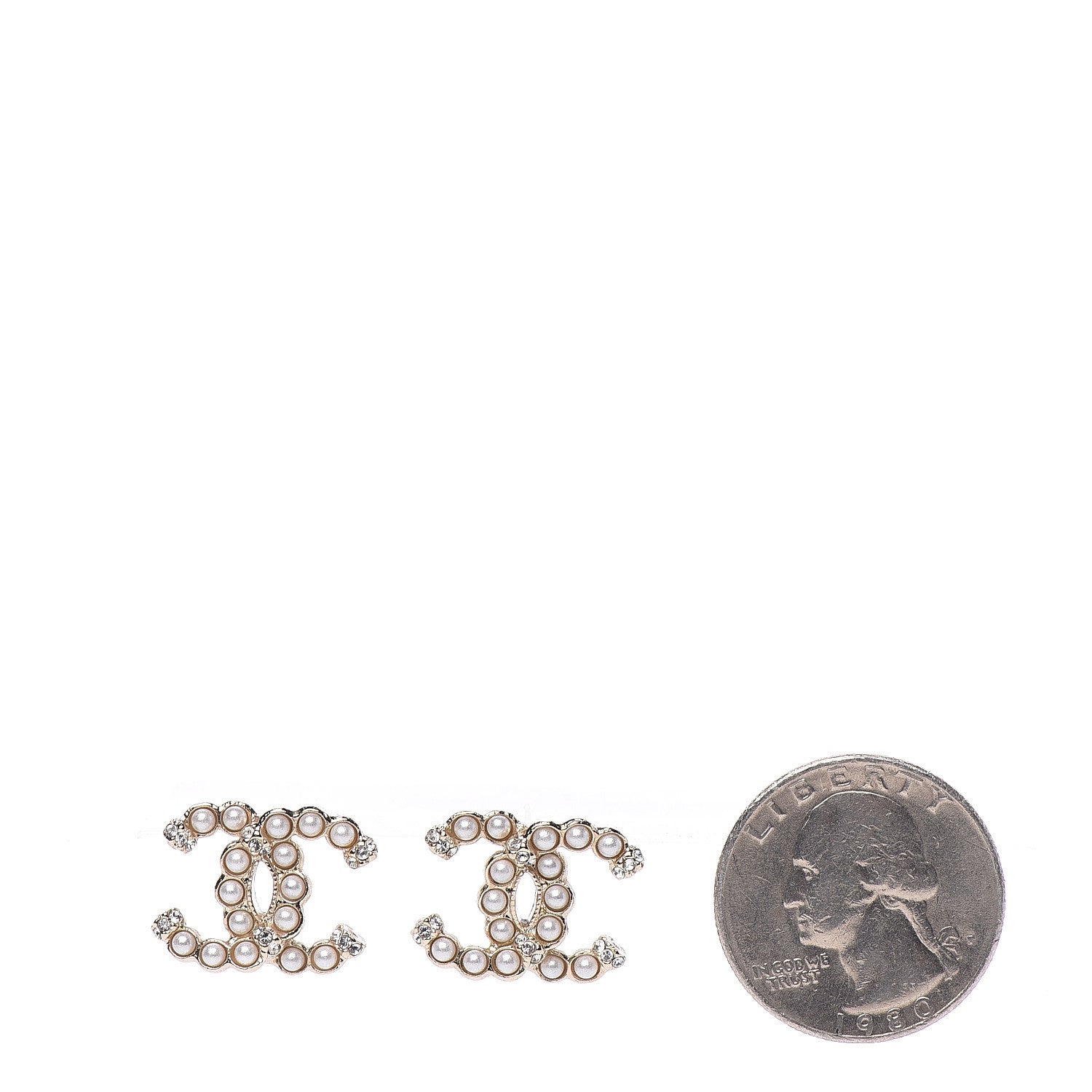 Chanel Pearl Crystal CC Earrings Gold 2 of 5