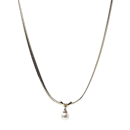 Mikimoto 18K Yellow Gold Akoya Pearl 7mm Drop Pendant Necklace 1 of 5