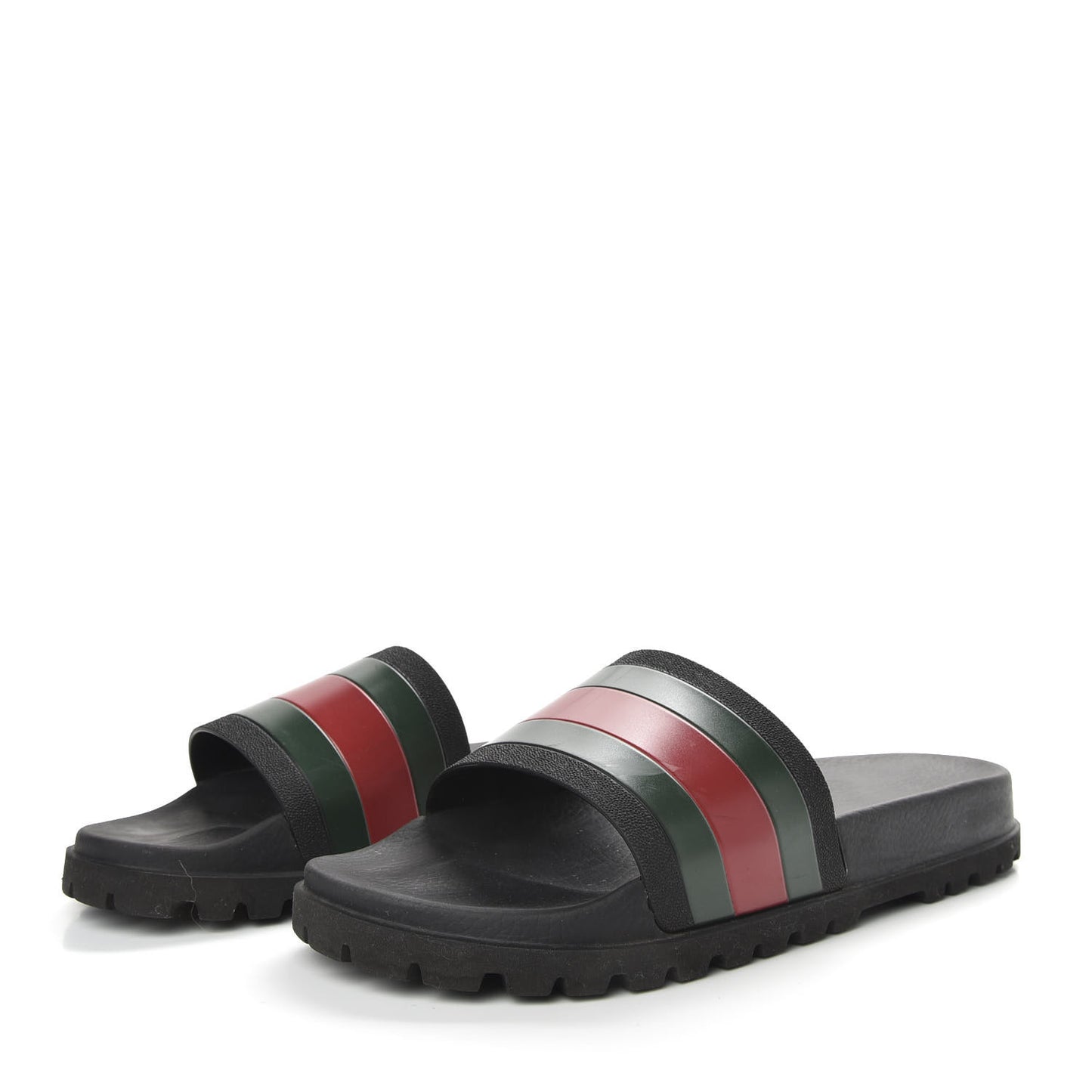Rubber Web Mens Lug Sole Slide Sandals 12 Black Green Red