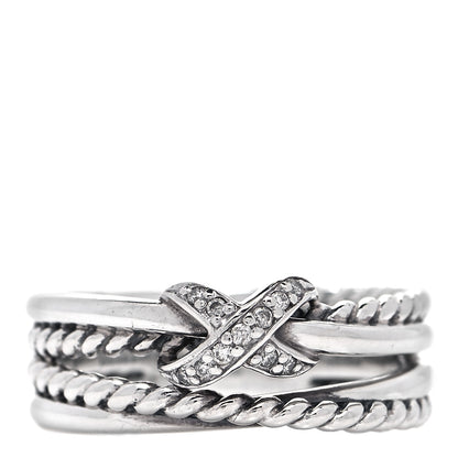 David Yurman Sterling Silver Diamond X Crossover Ring 50 5.5 1 of 5