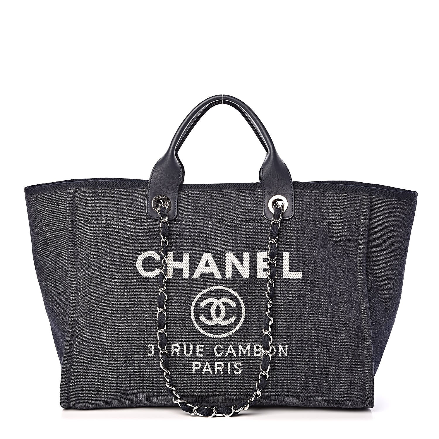 Chanel Denim Large Deauville Tote Dark Blue 1 of 10