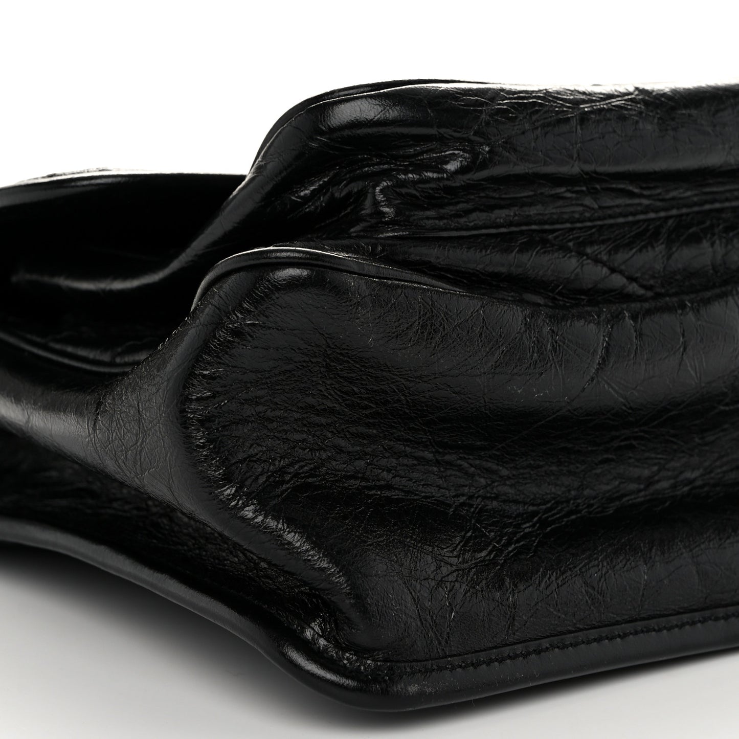 Crinkled Calfskin Matelasse Monogram Medium Niki Chain Satchel Black