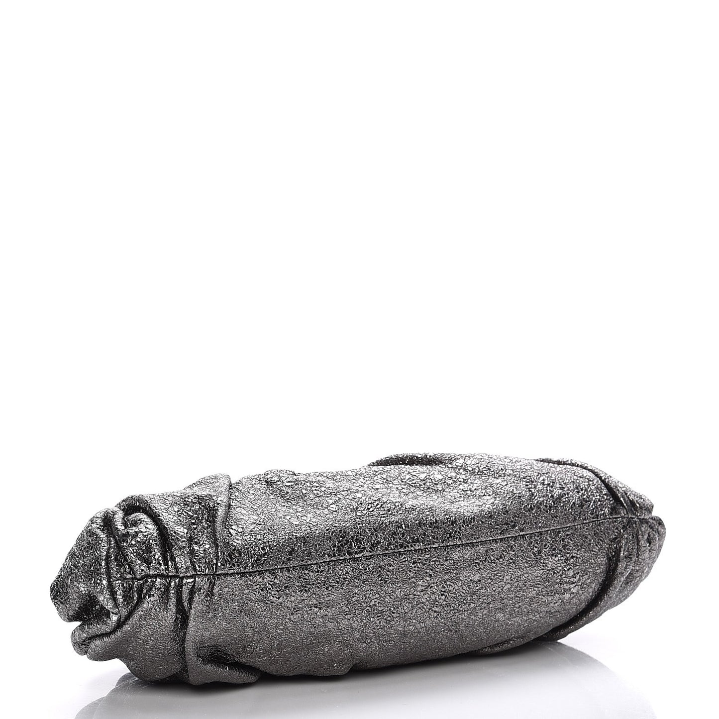 Metallic Crackled Calfskin Monte Carlo Clutch Dark Silver