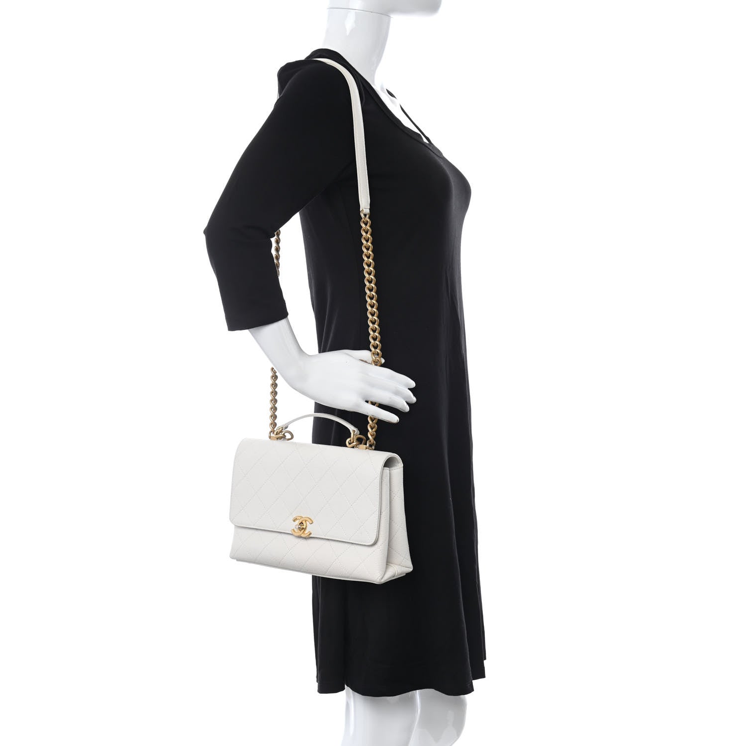 Chanel Grained Calfskin Small Stitched Flap White 2 of 16