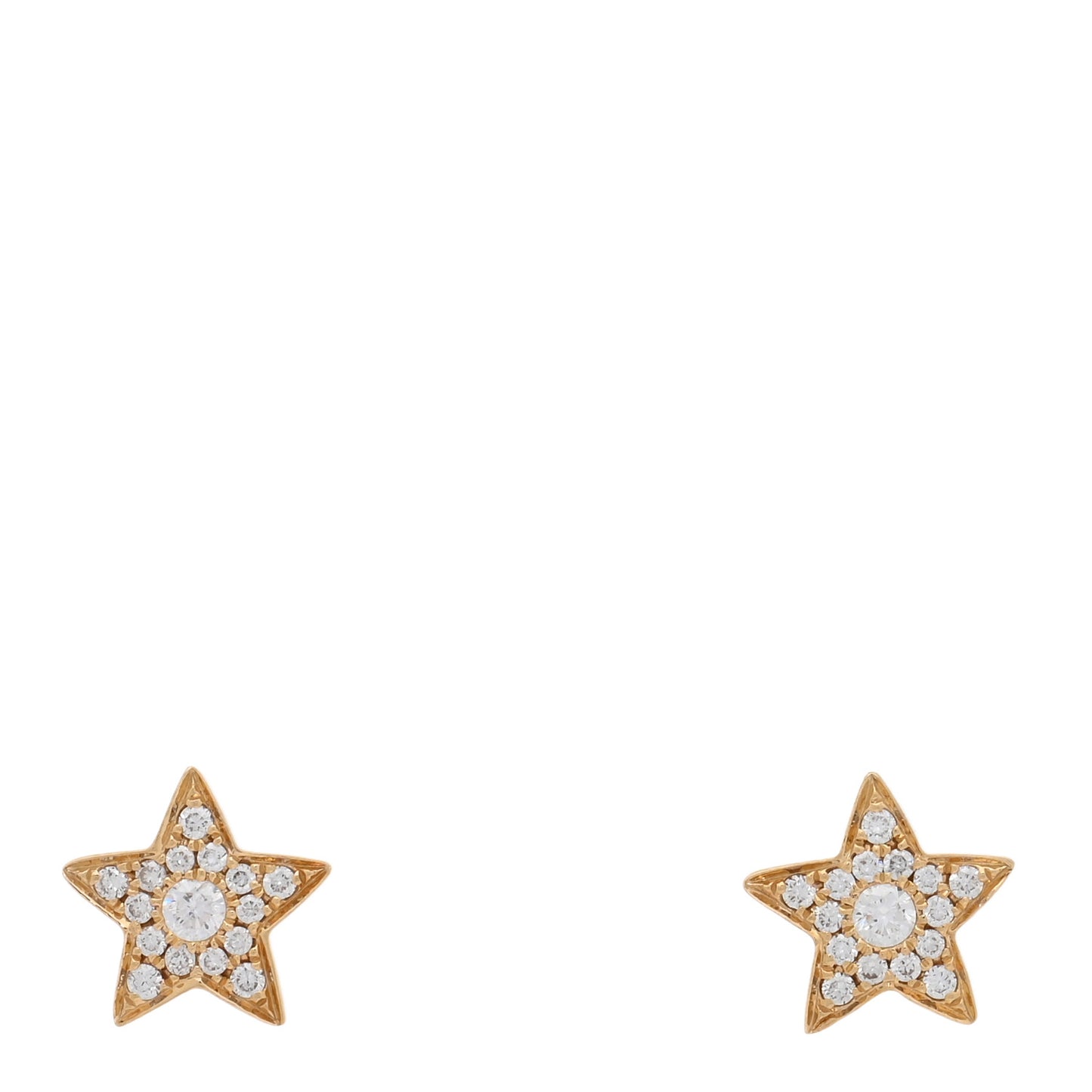 18K Yellow Gold Diamond Small Star Stud Earrings