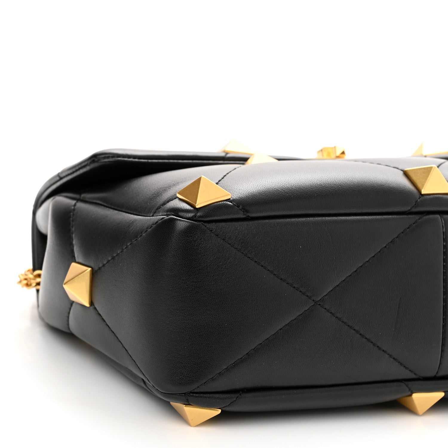 Valentino Garavani Nappa Large Roman Stud Shoulder Bag Black 8 of 9