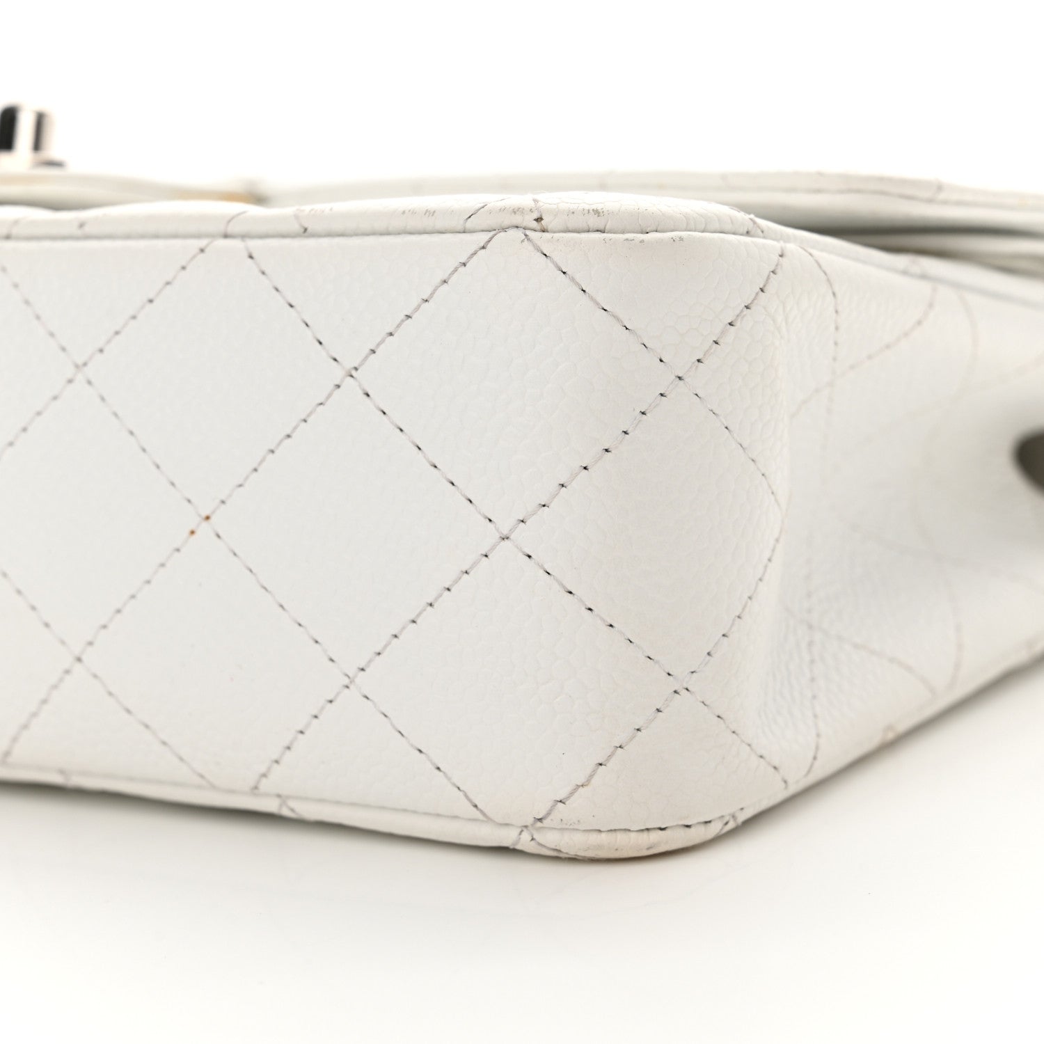 Chanel Caviar Quilted Medium Double Flap Bijoux Chain White 9 of 26