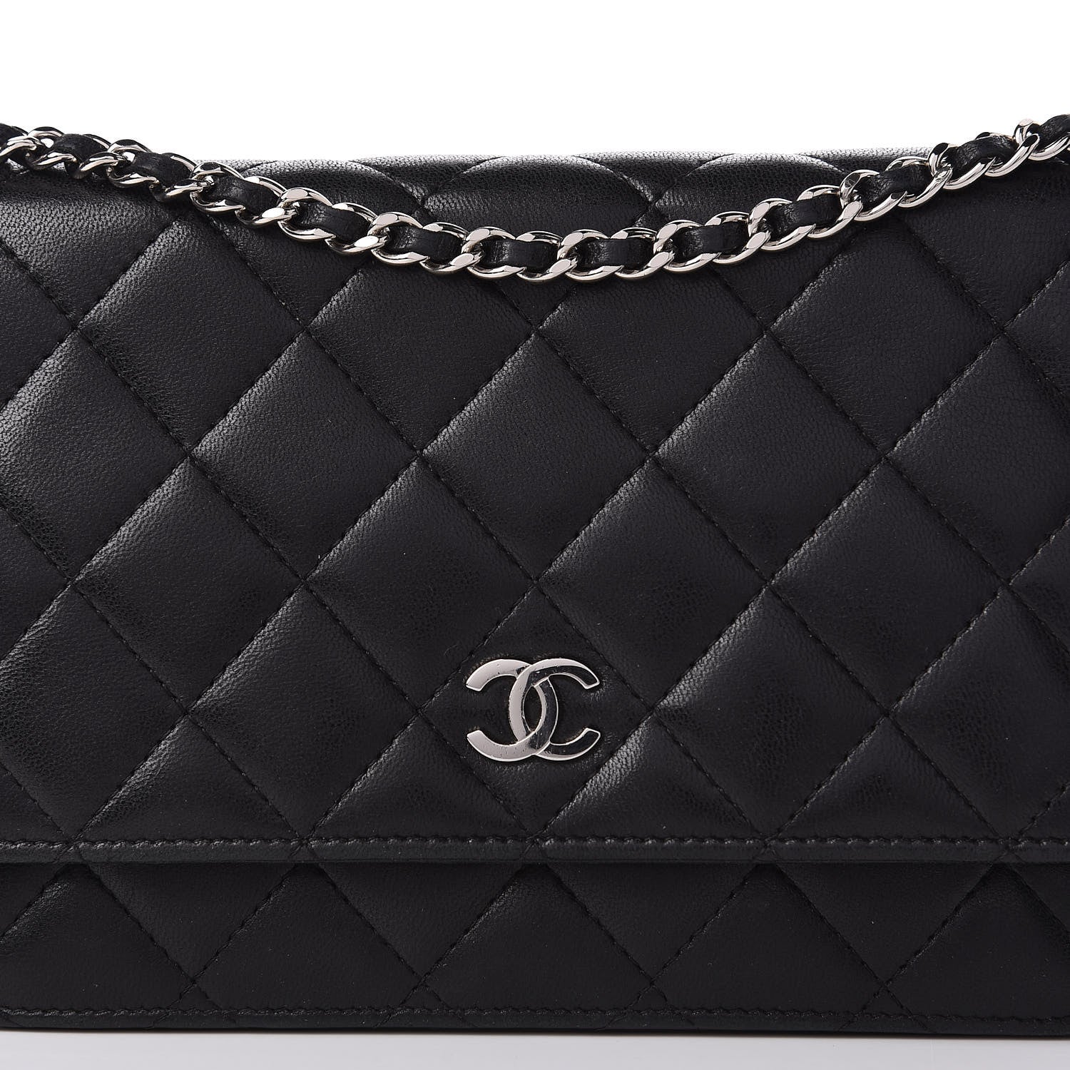 Chanel Lambskin Quilted Wallet On Chain WOC Black 11 of 12