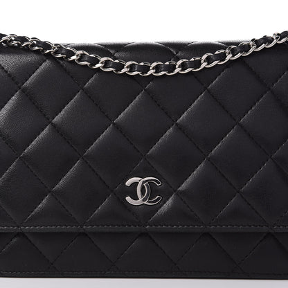 Chanel Lambskin Quilted Wallet On Chain WOC Black 11 of 12