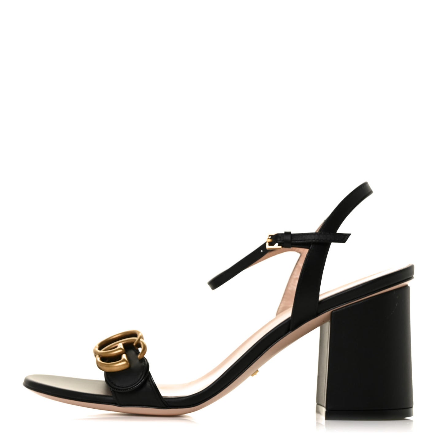 Lifford Calfskin GG Marmont Ankle Wrap 75mm Sandals 38.5 Black