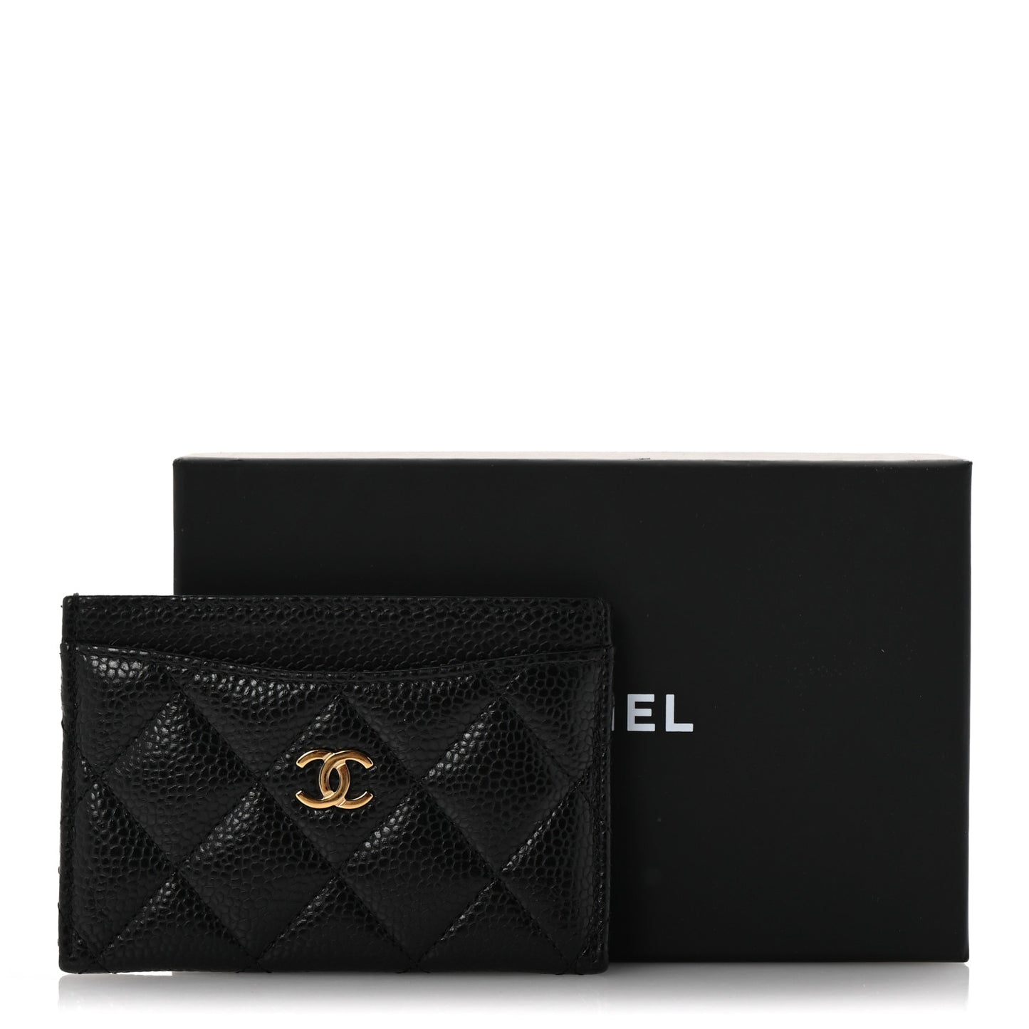 Caviar Quilted Card Holder Black