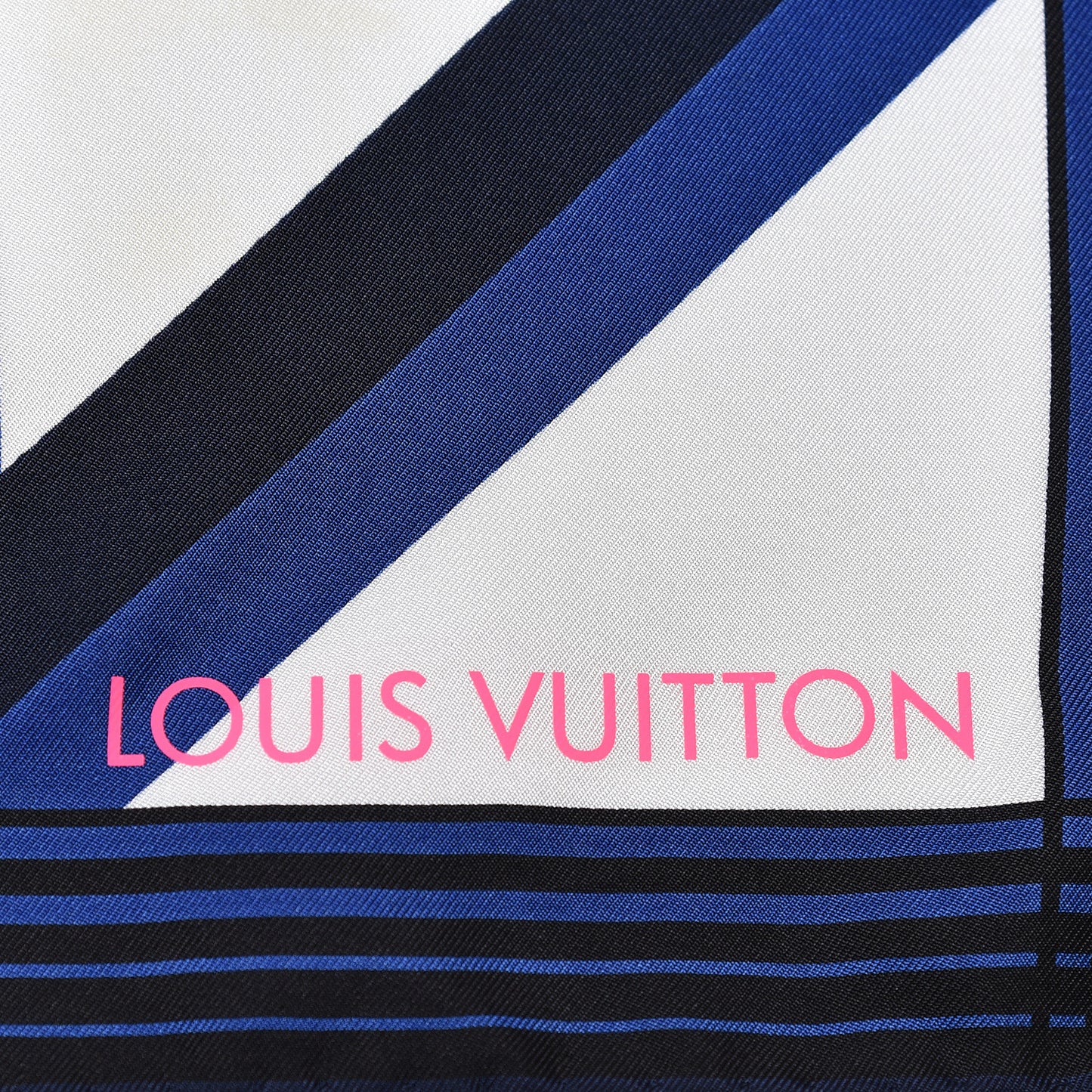 Silk Square Scarf White Black Blue