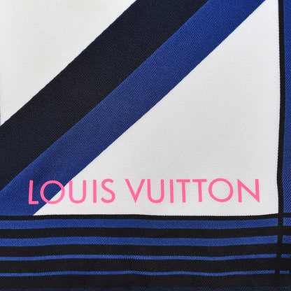 Louis Vuitton Silk Square Scarf White Black Blue 3 of 3