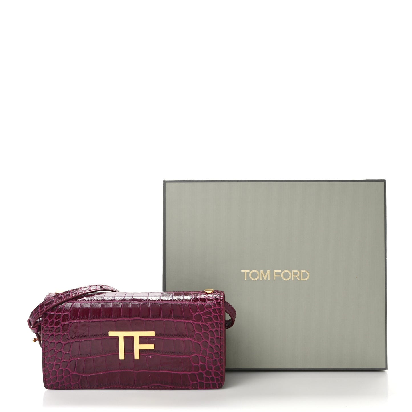 Crocodile Embossed Calfskin TF Mini Bag Cranberry