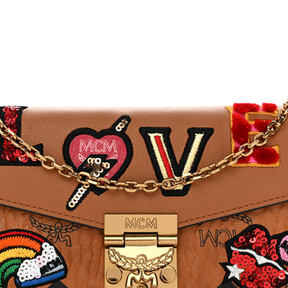 MCM Visetos Large Patricia Love Patch Wallet On Chain Cognac 8 of 10