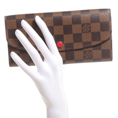 Louis Vuitton Damier Ebene Emilie Wallet Red 2 of 7