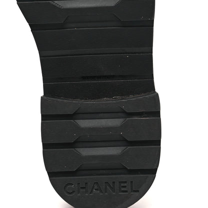 Chanel Lambskin Calfskin Quilted Lace Up Combat Boots 36 Beige Black 6 of 8