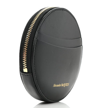 Alexander McQueen Calfskin Curve Zip Coin Purse Black Gold 3 of 7