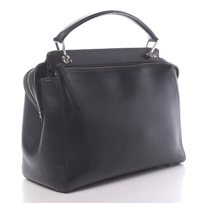 Fendi Vitello Baltico Dolce Shiny Nappa Lace Up DotCom Satchel Black Blue 3 of 11