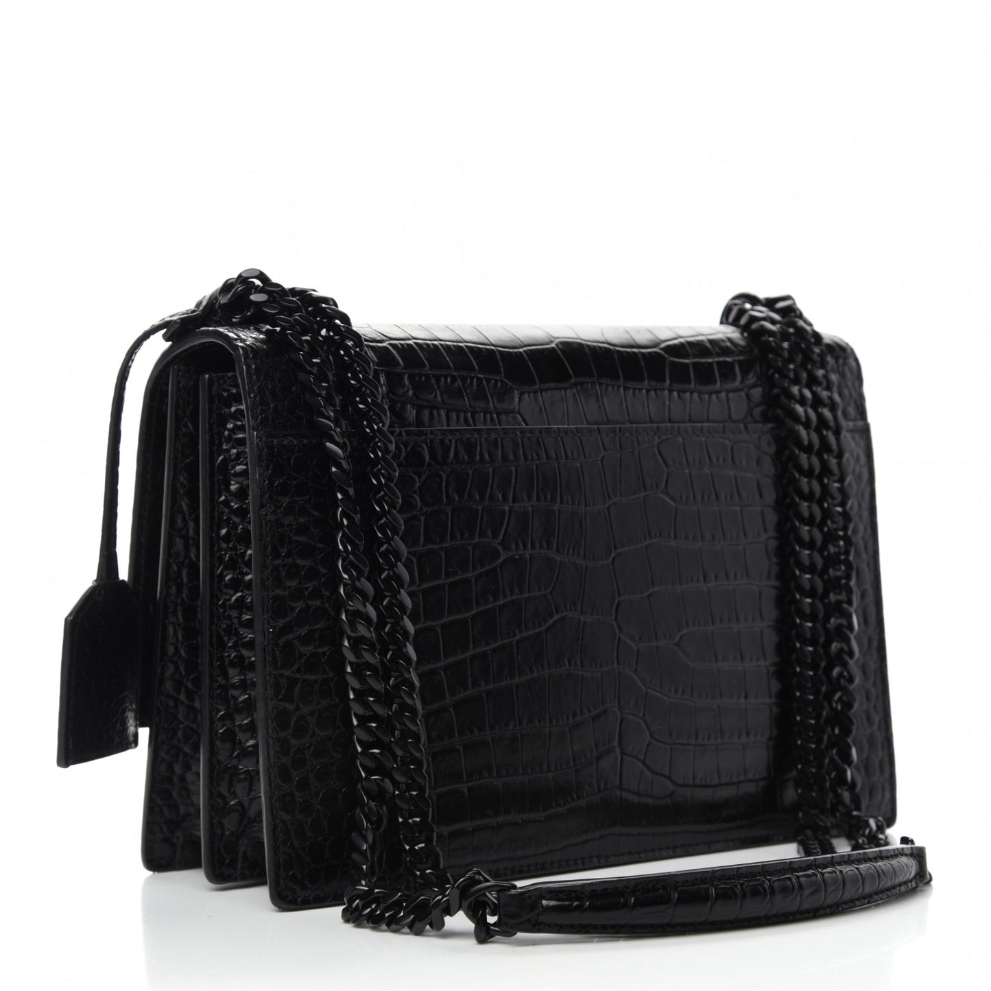 Calfskin Crocodile Embossed Medium Monochrome Monogram Sunset Black