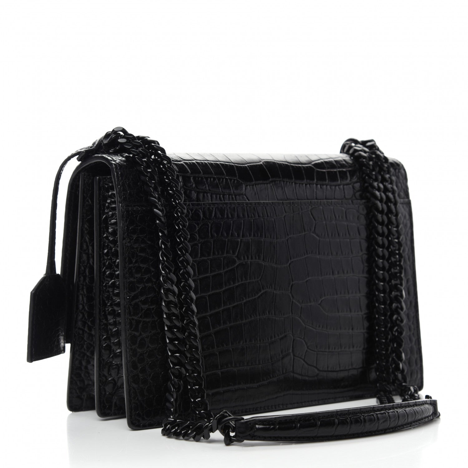 Saint Laurent Calfskin Crocodile Embossed Medium Monochrome Monogram Sunset Black 3 of 10