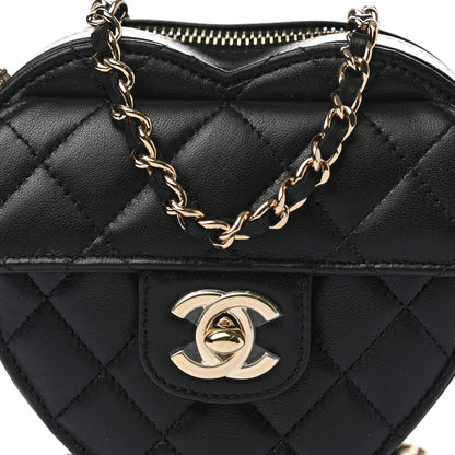 Chanel Lambskin Quilted CC In Love Heart Clutch With Chain Black 8 of 11