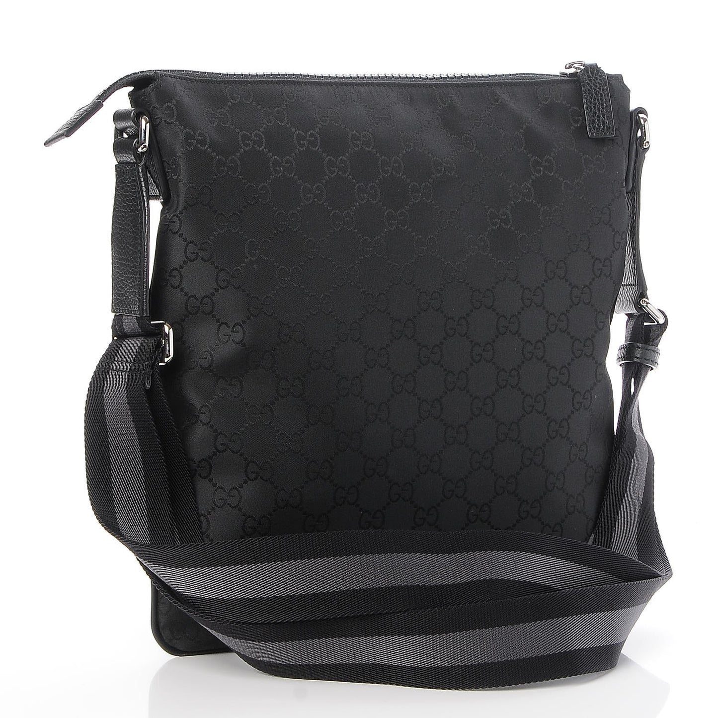 Nylon Monogram Small Flat Messenger Bag Black