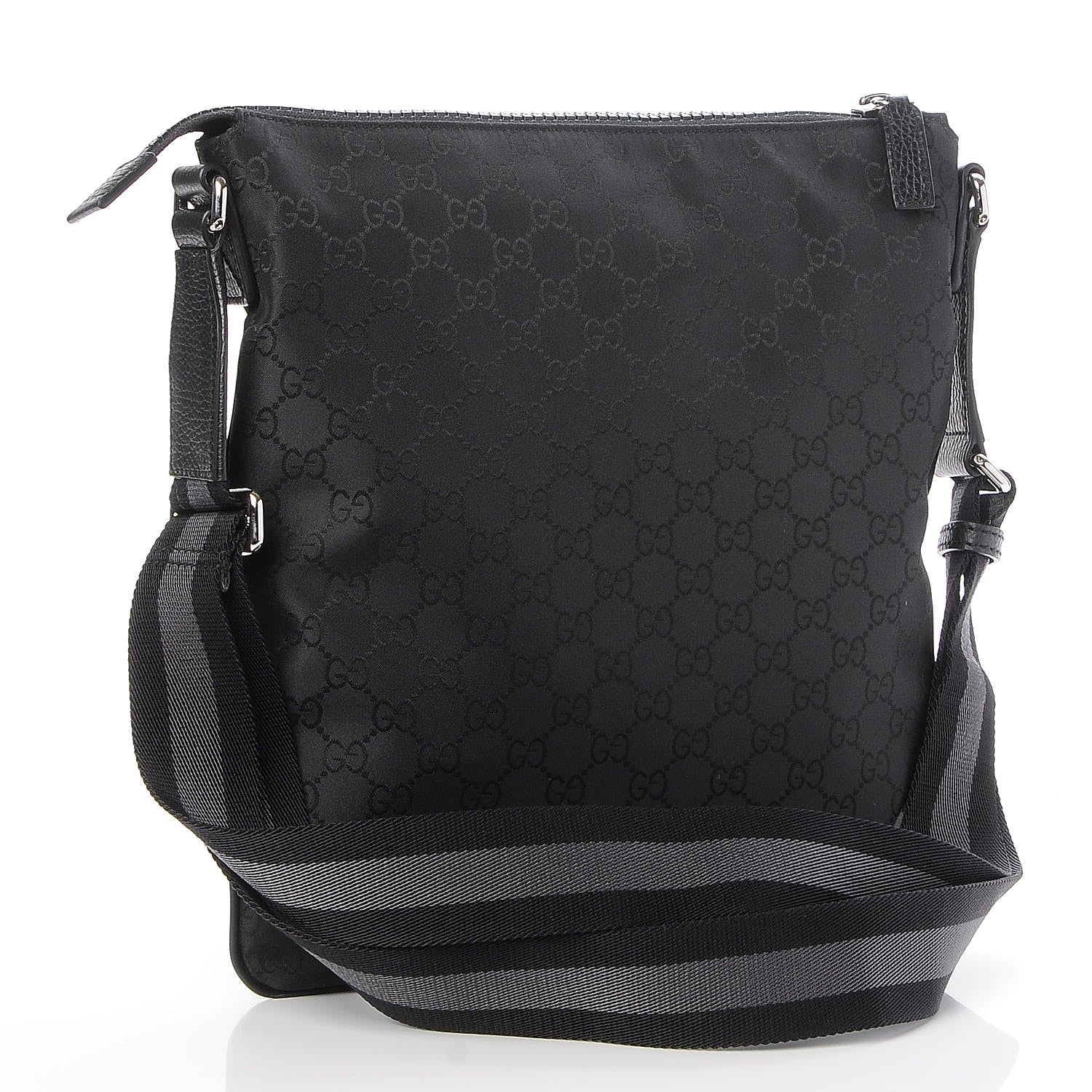 Gucci Nylon Monogram Small Flat Messenger Bag Black 3 of 7