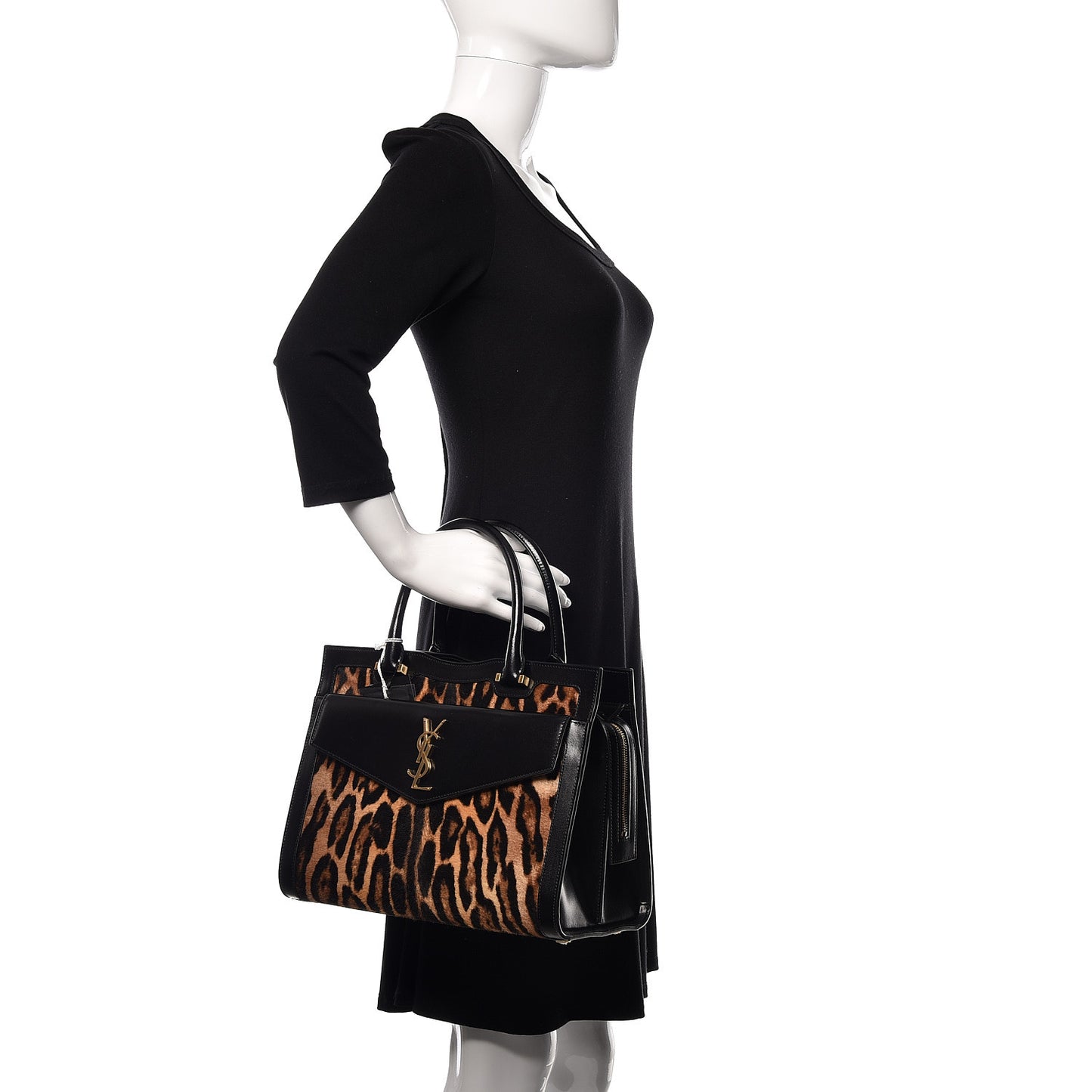 Calf Hair Calfskin Monogram Medium Uptown Tote Black
