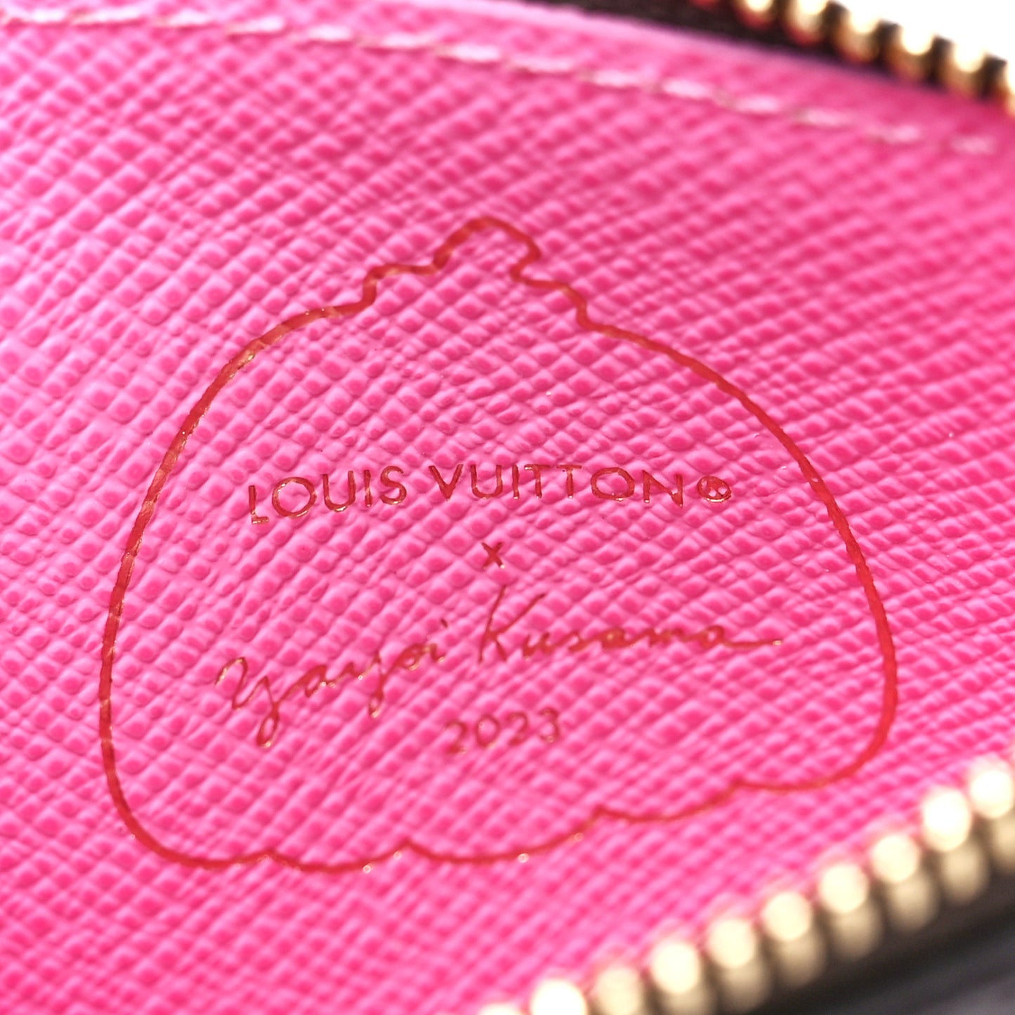 LV X YK Monogram Kusama Pumpkin Zipped Romy Card Holder